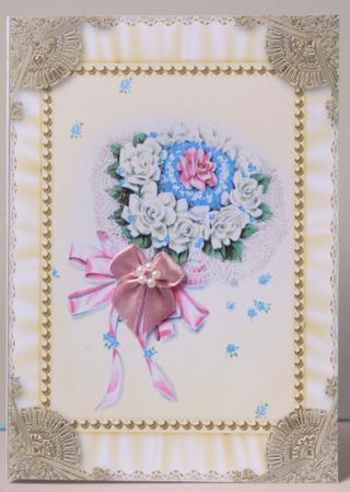 Wedding Bouquet Ruffles 2 Spiral 7x5inch Folded Card by Kristina Norbat