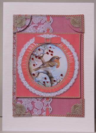 Christmas Robin 1 A5 Half Lace Card Front by Kristina Norbat