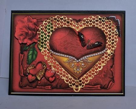 Hearts & Roses in Red Valentine Card Front with Step by Step by Kristina Norbat