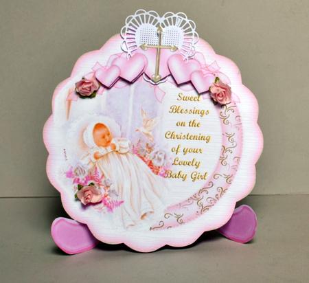 Sweet Blessings Christening Girl Plate & Stand by Kristina Norbat