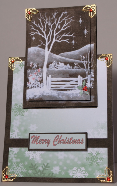 Beautiful Winter Garden Scene Over the Edge Card by Kristina Norbat