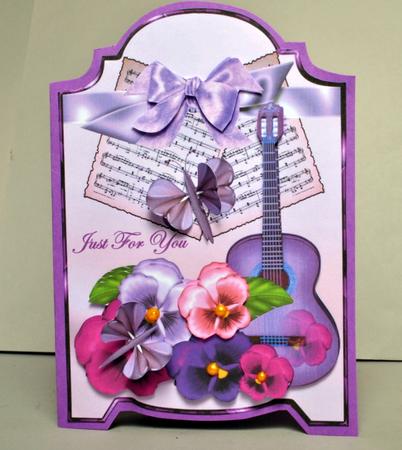 Screen Shaped Card Music and Pansy's by Kristina Norbat
