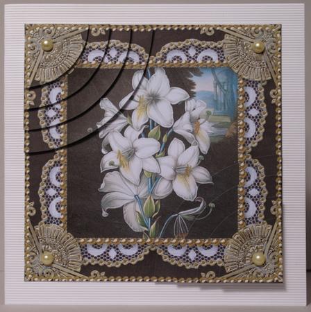 Lillies Black Vintage 6 Inch Duo Corner Stack Card Front by Kristina Norbat