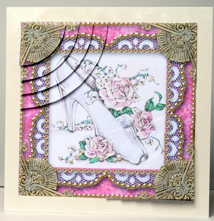 Wedding Shoe Vintage 6 Inch Duo Corner Stack Card Front by Kristina Norbat