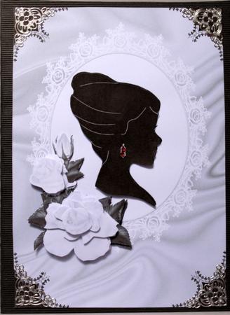 Cameo on a Lace Doily with Roses by Kristina Norbat