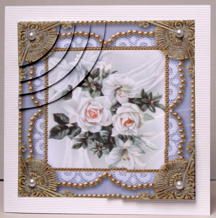 White Roses Vintage 6inch Duo Corner Stack Card Front by Kristina Norbat