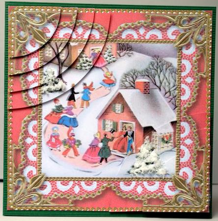 Christmas Party House 6inch Duo Corner Stack Card Front by Kristina Norbat
