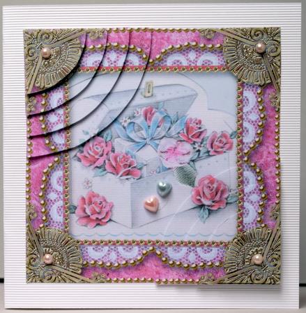 Ring Box Pink Vintage 6inch Duo Corner Stack Card Front by Kristina Norbat
