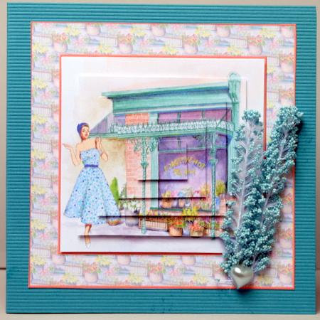 A Visit to the Flower Shop Card Front with Pyramid by Kristina Norbat