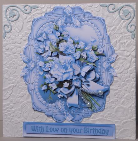 Vintage Blue Roses Bouquet in a Frame Decoupage by Kristina Norbat