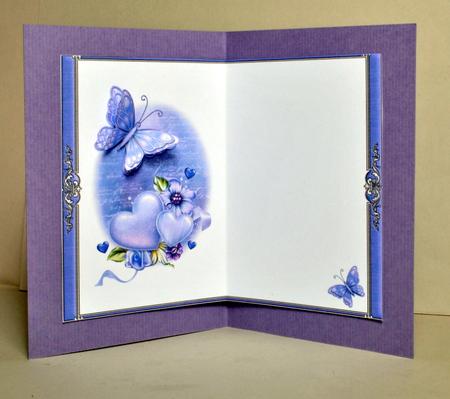Lilac Hearts & Butterfly Blank Insert by Kristina Norbat