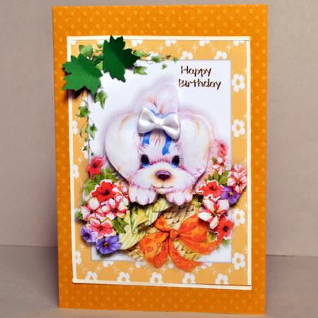 Little Puppy Hiding in the Flowers A4 by Kristina Norbat