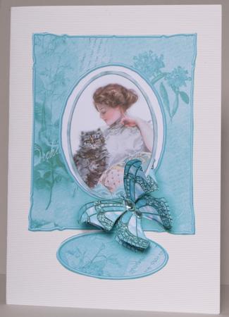 Aqua and Beige Collage and Butterfly A5 Card Fronts by Kristina Norbat
