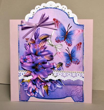 Screen Card Purple Lilies and Butterflies by Kristina Norbat