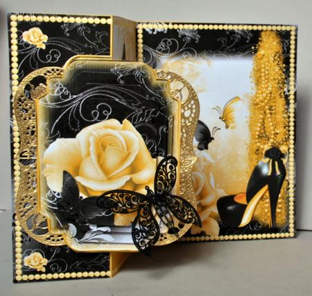 Lemon and Black Roses Flutters with Bow Shoe No Holes Fold by Kristina Norbat