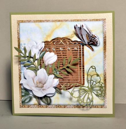 Cream Magnolias and Butterfly 8x8 Mini Kit by Kristina Norbat