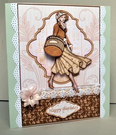 Vintage Shopping Lady in Coffee Topper & Decoupage by Kristina Norbat