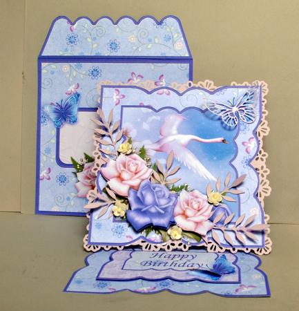 Swans & Roses Easel Card Kit with Decoupage by Kristina Norbat