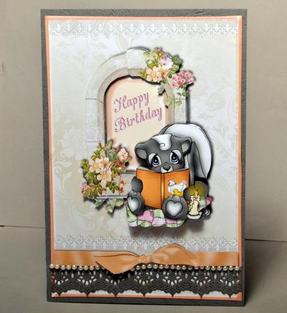 Story Time in Peach A5 Card Front by Kristina Norbat