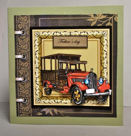 Vintage Car Card Front with a Topper and Decoupage by Kristina Norbat
