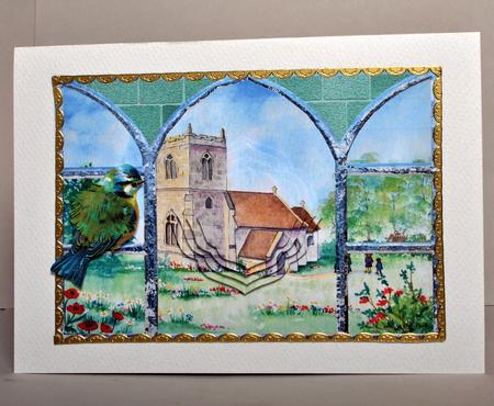 Country Church View from My Window Card Front by Kristina Norbat