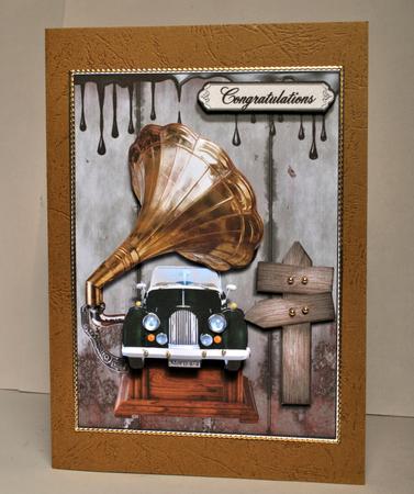 Male Card with Car and Gramaphone by Kristina Norbat