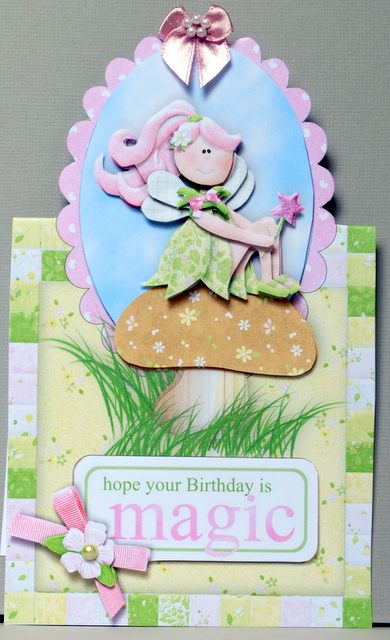 The Birthday Fairy - Vertical Foldabck Card with Decoupage by Kristina Norbat