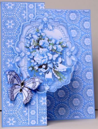 Vintage Blue Roses Bouquet Fold Back Birthday Card by Kristina Norbat