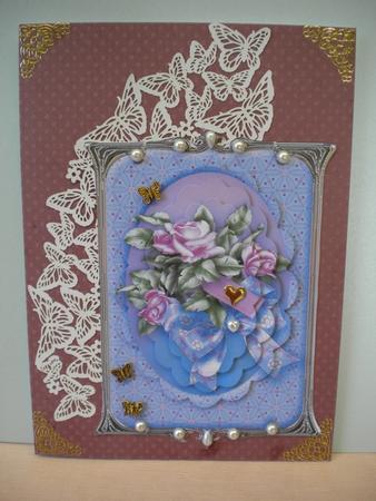 Lilac Roses in a Silver Frame Pyramage, Birthday by Kristina Norbat