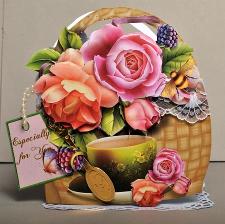 Flower Basket Mini Kit -tea Cup Roses 3 by Kristina Norbat
