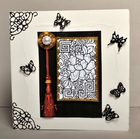 Oriental Flower & Tassel Digi Card Topper by Kristina Norbat