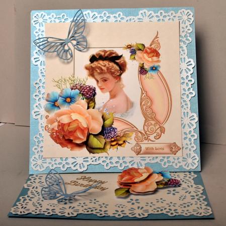 Vintage Girl and English Roses in Peach by Kristina Norbat