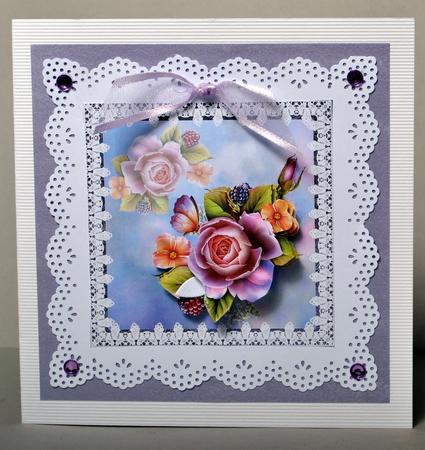 Summer Roses & Lace 8x8 Card Front by Kristina Norbat