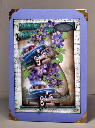 Scroll Vintage Cars Male Card by Kristina Norbat