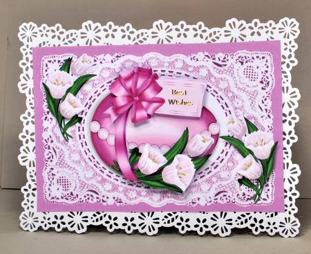 Easter Egg with Bow on Pink Vintage Lace by Kristina Norbat