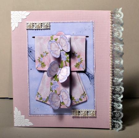 A6 Flutterby Fantasy Kimono Card in Purple Decoupage by Kristina Norbat