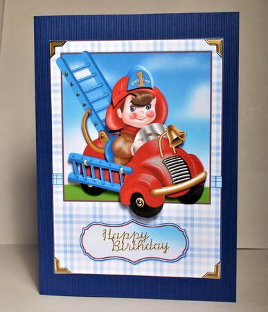 Little Fireman Card Front and Decoupage by Kristina Norbat