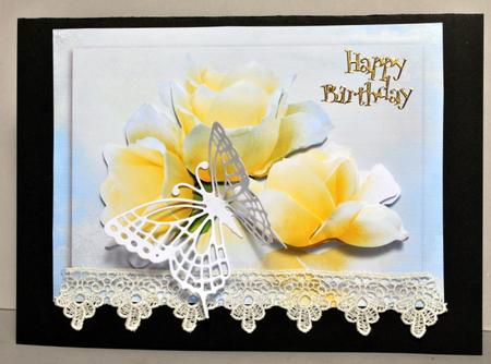 Yellow Rose Floral Card Front by Kristina Norbat