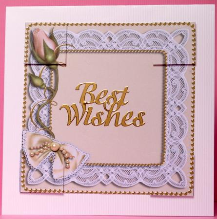 Cream Single Rose Bud 8x8inch Square Card Front by Kristina Norbat