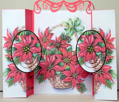 Poinsettia Double Fold Back with Pyramids Merry Christmas by Kristina Norbat