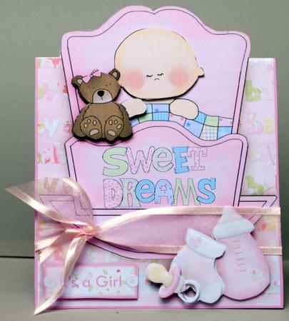New Baby Girl Over the Edge Card and Decoupage by Kristina Norbat