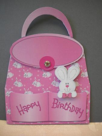 Birthday Bunny in a Bag - Shaped Card with Decoupage by Kristina Norbat