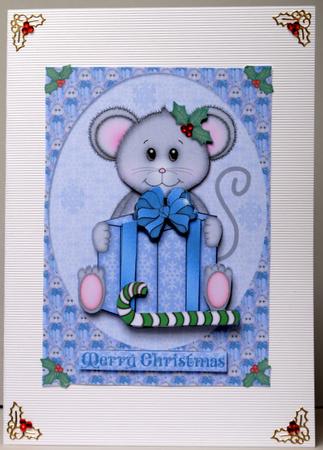 Christmas Mouse with Gift Decoupage by Kristina Norbat