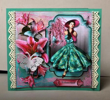 Beautiful 1950's Style Lilly and Cherry Blossom Lady by Kristina Norbat
