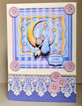 Little Mouse on the Moon New Baby Boy Decoupage by Kristina Norbat