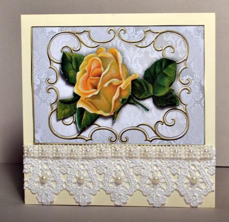 Vintage Cream Roses in Scroll Ornate Frame by Kristina Norbat