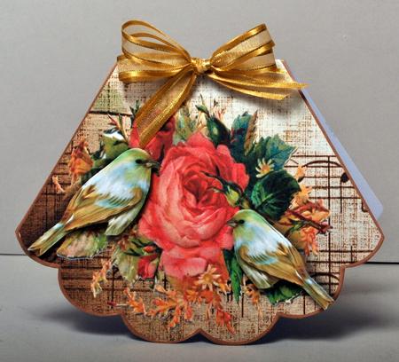 Birds with Roses on Music Rocker Card by Kristina Norbat