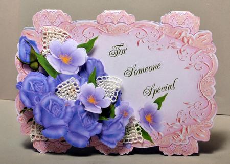 Pink Strip Card Mini Kit - Blue Roses and Anemones by Kristina Norbat