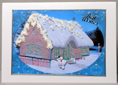 Snow Topped Christmas House Decoupage Scene by Kristina Norbat
