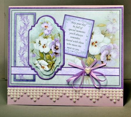 Vintage Lilac Pansies Card Topper & Pyramage by Kristina Norbat